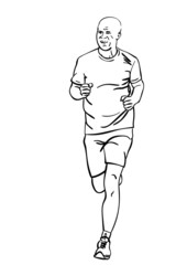 Sketch of running man, Hand drawn vector linear illustration