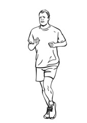 Sketch of running man, Hand drawn vector linear illustration