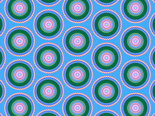 Fototapeta premium A sophisticated geometric pattern inspired by Middle Eastern and Moroccan ornaments. Elaborate kaleidoscopic surface print in blue, purple and yellow colors for textile design and gift wrapping paper.
