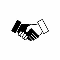 black and white shaking hand icon vector