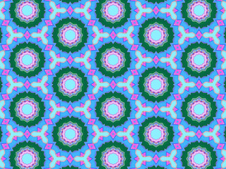 A sophisticated geometric pattern inspired by Middle Eastern and Moroccan ornaments. Elaborate kaleidoscopic surface print in blue, purple and yellow colors for textile design and gift wrapping paper.