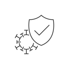 Coronavirus protection line icon. Shield with molecule vector illustration. Editable stroke