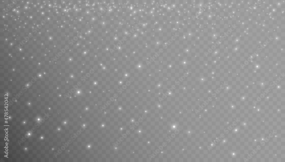Poster Glowing light effect with many glitter particles isolated on transparent background. Vector star cloud with dust.	
