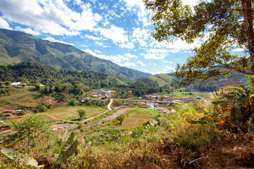 Fototapeta na wymiar Viewpoint at Ban Huai Thon, Bo Kluea District, Nan Province, Thailand