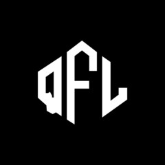 QFL letter logo design with polygon shape. QFL polygon and cube shape logo design. QFL hexagon vector logo template white and black colors. QFL monogram, business and real estate logo.