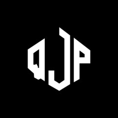 QJP letter logo design with polygon shape. QJP polygon and cube shape logo design. QJP hexagon vector logo template white and black colors. QJP monogram, business and real estate logo.