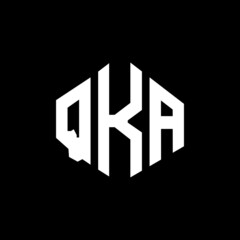 QKA letter logo design with polygon shape. QKA polygon and cube shape logo design. QKA hexagon vector logo template white and black colors. QKA monogram, business and real estate logo.