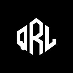 QRL letter logo design with polygon shape. QRL polygon and cube shape logo design. QRL hexagon vector logo template white and black colors. QRL monogram, business and real estate logo.