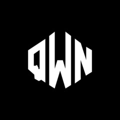 QWN letter logo design with polygon shape. QWN polygon and cube shape logo design. QWN hexagon vector logo template white and black colors. QWN monogram, business and real estate logo. 