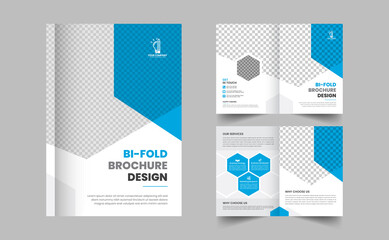 Business bi fold brochure design template. Corporate bi fold business brochure design template in A4 size