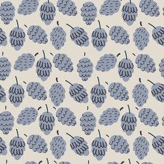 Seamless pattern with cones for wrapping paper, surface design, smm, video-conferencing in blue. Christmas, New Year, winter holidays concept in Scandinavian, Nordic, hygge style