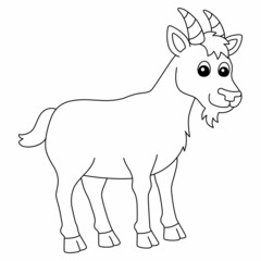 Fototapeta na wymiar Goat Coloring Page Isolated for Kids