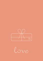 Valentines Day Greeting cards Drawing thin lines blank template with space for text in a minimalistic style Concept of publishing advertising banners on social networks. minimalism