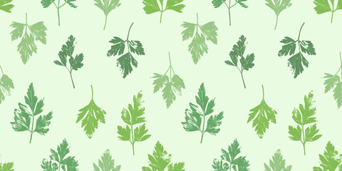 Parsley herb grunge pattern. Parsley, celery abstract herbal plant retro background. Gardening, culinary and aromatherapy.
