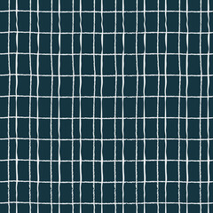 Seamless repeating pattern with hand drawn white curved uneven gridline on dark-colored background for wrapping paper, surface design and other design projects