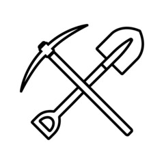 Pickaxe line icon, vector logo isolated on white background, pickaxe mining tool 