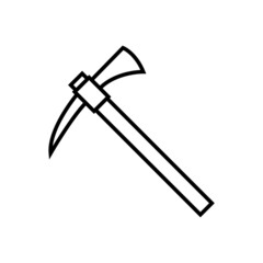 Pickaxe line icon, vector logo isolated on white background, pickaxe mining tool 