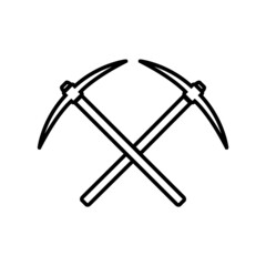 Pickaxe line icon, vector logo isolated on white background, pickaxe mining tool 