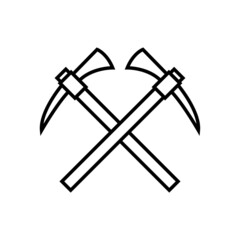 Pickaxe line icon, vector logo isolated on white background, pickaxe mining tool 