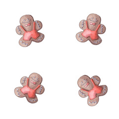 Ginger watercolor gingerbread, seamless pattern for the background.