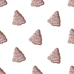 Ginger watercolor gingerbread, seamless pattern for the background.
