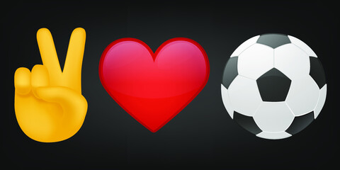 Peace Love and Soccer Illustration Emoji Design. Motivational Quote Emoticon Vector Symbol.