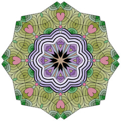 Colorful cute Mandala. Decorative unusual round ornaments.