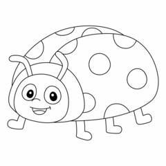 Ladybug Coloring Page Isolated for Kids