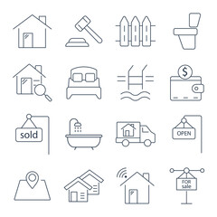 Real Estate  icons set . Real Estate  pack symbol vector elements for infographic web