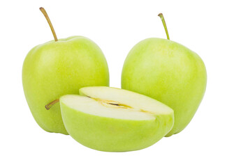 Green apples isolated on white background.