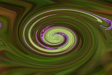 Circular deformation study of Cleopatra (Gonepteryx cleopatra) butterfly on a lilac flower , Illustration .