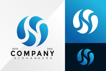 Letter N Water Logo Design Vector illustration template