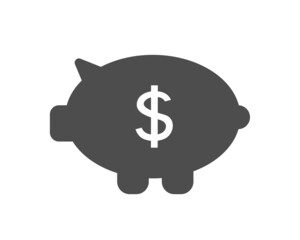 Piggy bank. Flat money box with dollar symbol. Vector icon isolated on white background.