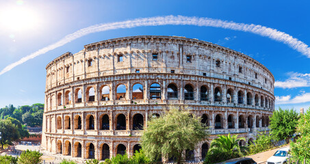 Fototapeta premium Full view of Coliseum, famous place of visit of Rome, Italy