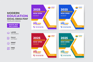 Creative and modern education admission social media post template