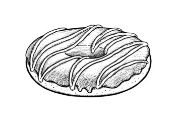 Vector vintage illustration of Donut