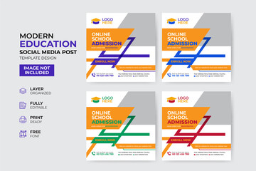 Creative and modern education admission social media post template