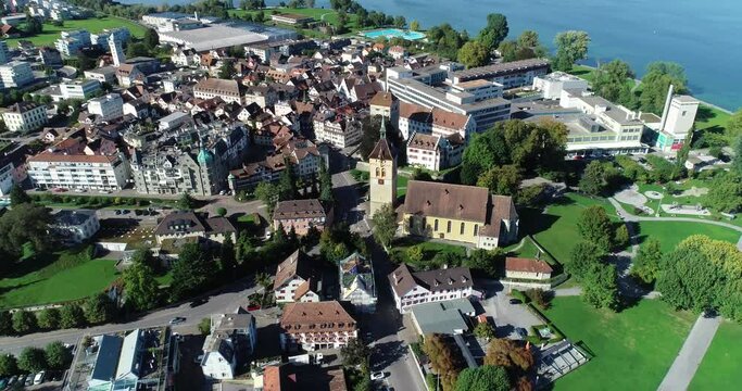Aerial view of Arbon, a small town along Lake Constance, Switzerland.
