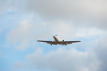 a small private jet is preparing to landing