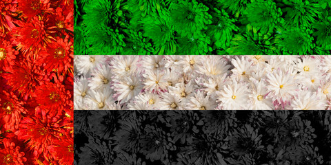 Texture of the national flag of UAE. Flower arrangement