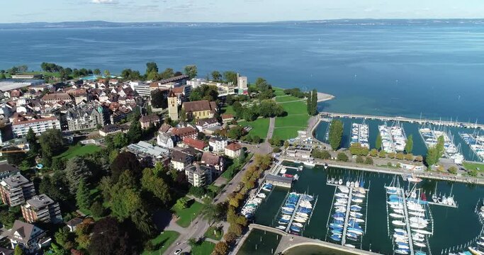 Aerial view of Arbon, a small town along Lake Constance, Switzerland.