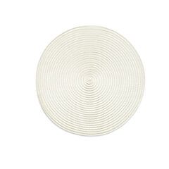 Top view of white round woven placemat, isolated