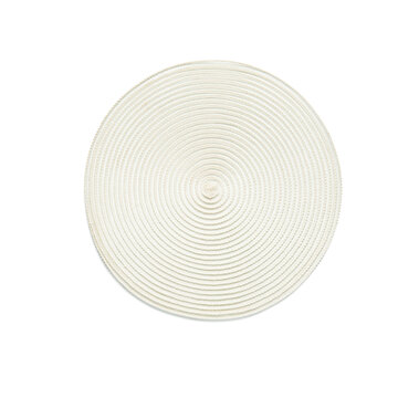 Top View Of White Round Woven Placemat, Isolated