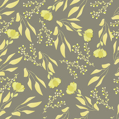 Pattern of yellow flowers on a gray background