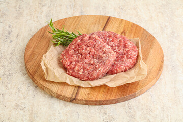 Raw beef burger cutlet for grill