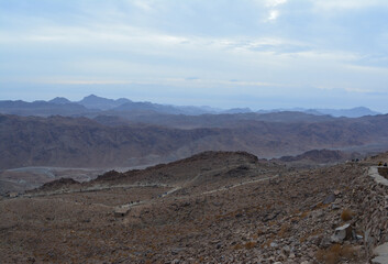 Egypt. View from Mount Sinai in the morning at sunrise.