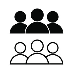 People line icon, team icon, group icon, outline and solid vector illustration, linear pictogram isolated.