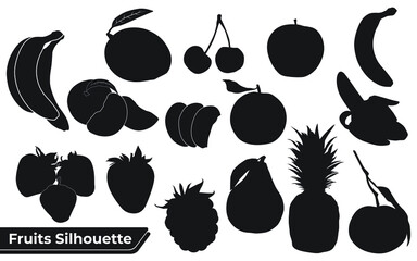 Collection of Different Type Fruits Silhouette