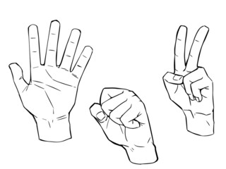 リアルな手のイラスト_じゃんけん線画