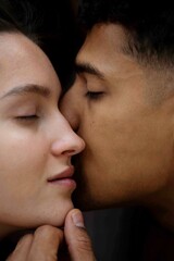Close up of couple faces close to each other